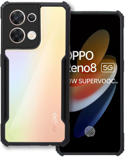 VAKIBO Best Selling Black and Transparent Back Cover Case Made With Soft TPU and Acrylic With 4 Corner and Camera Protection Suitable for Oppo Reno 8