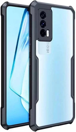 VAKIBO Super Premium Black Border Transparent Case With Corner Protection & Camera Protection Suitable for iQOO 7