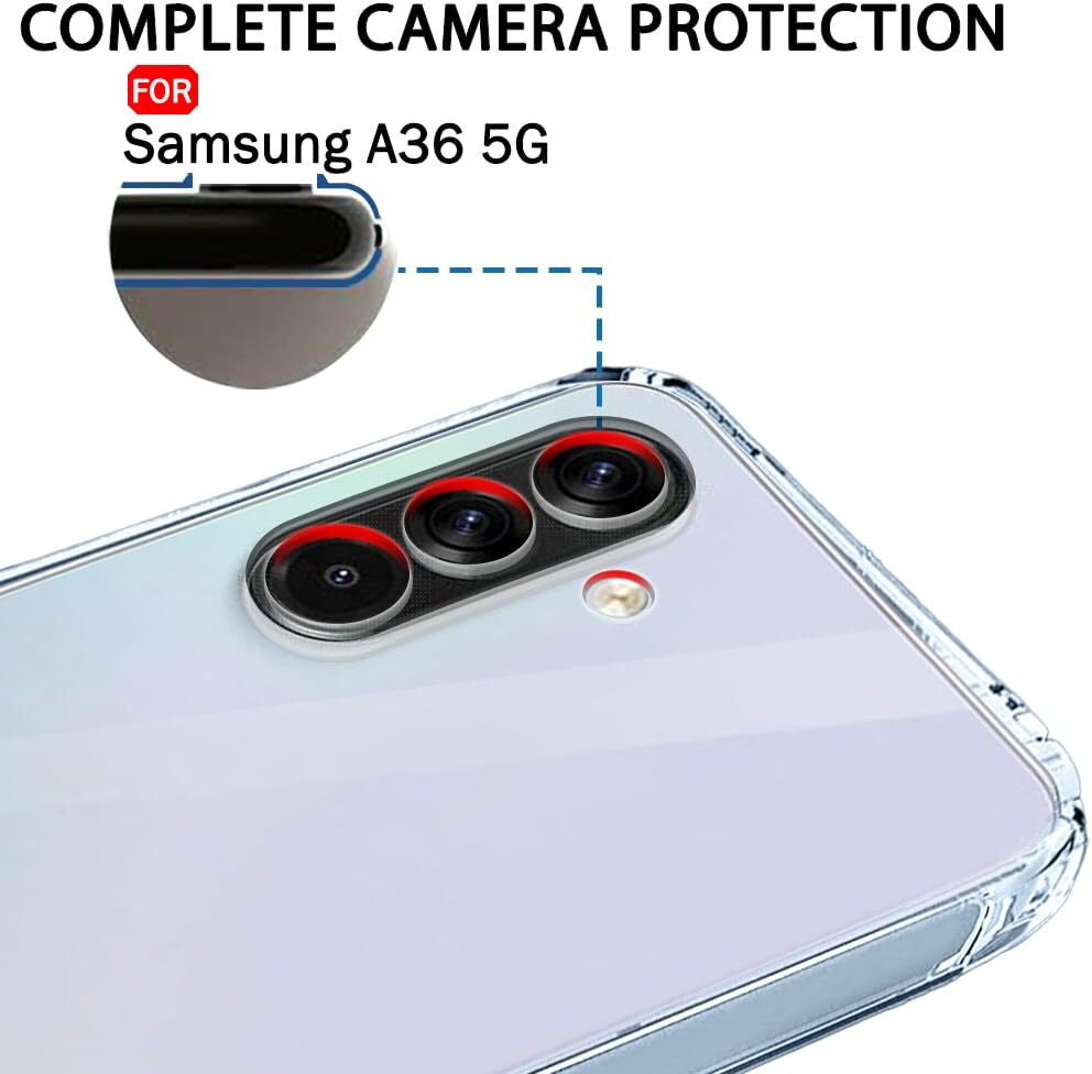 VAKIBO Premium Clear 1.5MM Thick Transparent Soft TPU Rubber Back Cover Case With Camera Protection Suitable for Samsung Galaxy A36 5G
