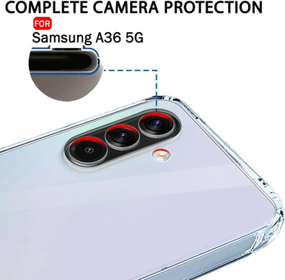 VAKIBO Premium Clear 1.5MM Thick Transparent Soft TPU Rubber Back Cover Case With Camera Protection Suitable for Samsung Galaxy A36 5G
