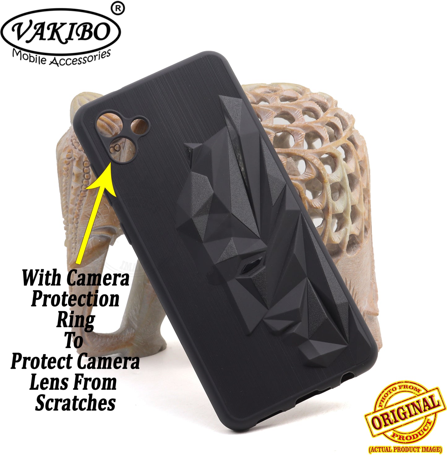 VAKIBO Bat Man 3D Mask Design Black Coloured Soft TPU Back Cover Case With Camera Protection Ring Suitable for Samsung Galaxy A04E