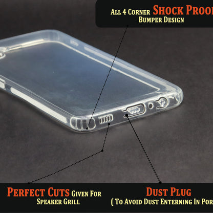 VAKIBO Super Premium Soft TPU Transparent Case With Dustplug,Side Grip,Corner Protection,lanyard Cuts,Camera Protection Suitable for Samsung M04