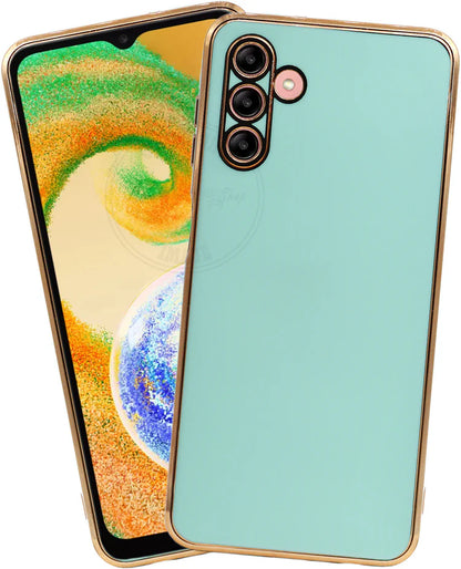 VAKIBO Golden Chrome Border Pista Green Coloured Soft TPU Back Cover Case With Camera Protection Suitable for Samsung Galaxy A13