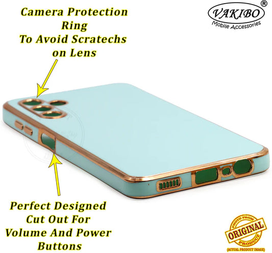 VAKIBO Golden Chrome Border Pista Green Coloured Soft TPU Back Cover Case With Camera Protection Suitable for Samsung Galaxy A13