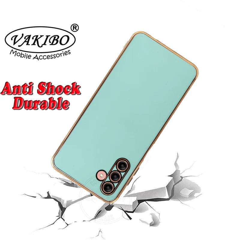 VAKIBO Golden Chrome Border Pista Green Coloured Soft TPU Back Cover Case With Camera Protection Suitable for Samsung Galaxy A13