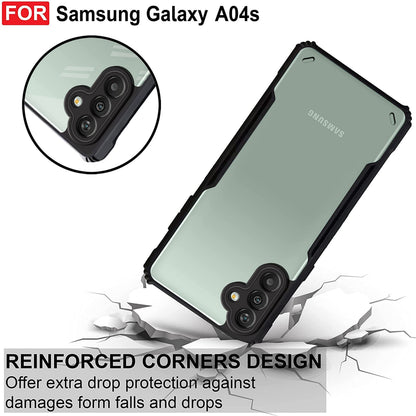 VAKIBO Best Selling Black and Transparent Back Cover Case Made With Soft TPU and Acrylic With 4 Corner and Camera Protection Suitable for Samsung Galaxy A04s
