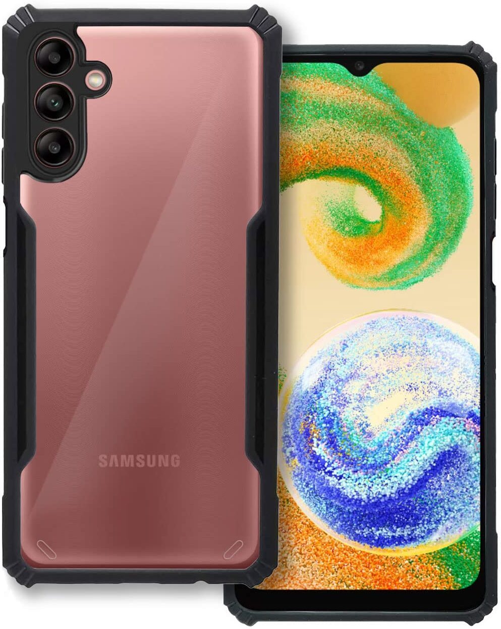 VAKIBO Best Selling Black and Transparent Back Cover Case Made With Soft TPU and Acrylic With 4 Corner and Camera Protection Suitable for Samsung Galaxy A04s