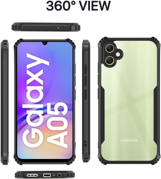 VAKIBO Super Premium Black Border Transparent Case With Corner Protection & Camera Protection Suitable for Samsung M05