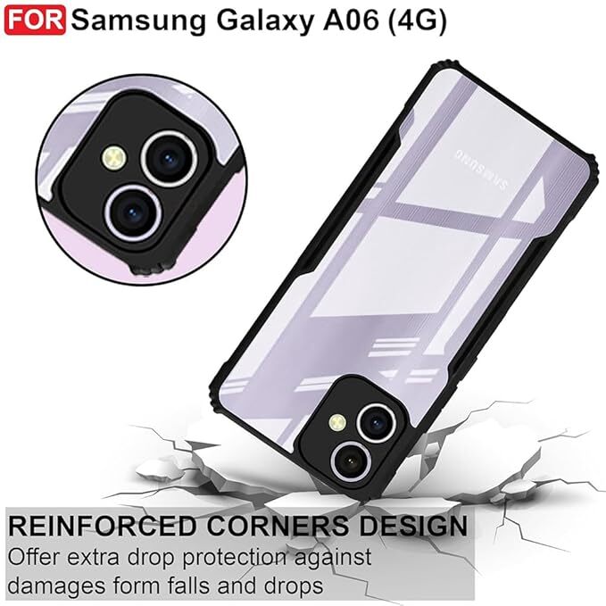 VAKIBO Best Selling Black and Transparent Back Cover Case Made With Soft TPU and Acrylic With 4 Corner and Camera Protection Suitable for Samsung Galaxy A06