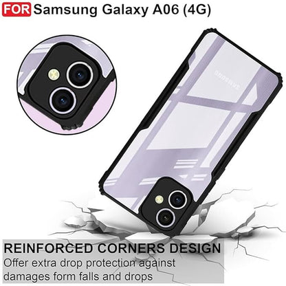 VAKIBO Best Selling Black and Transparent Back Cover Case Made With Soft TPU and Acrylic With 4 Corner and Camera Protection Suitable for Samsung Galaxy A06