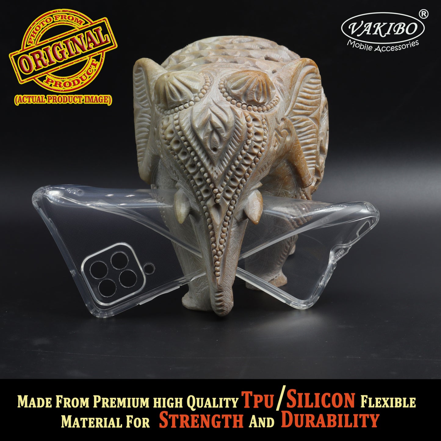 VAKIBO Super Premium Soft TPU Transparent Case With Dustplug,Side Grip,Corner Protection,lanyard Cuts,Camera Protection Suitable for Samsung M12