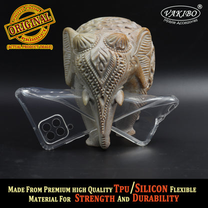 VAKIBO Super Premium Soft TPU Transparent Case With Dustplug,Side Grip,Corner Protection,lanyard Cuts,Camera Protection Suitable for Samsung M12