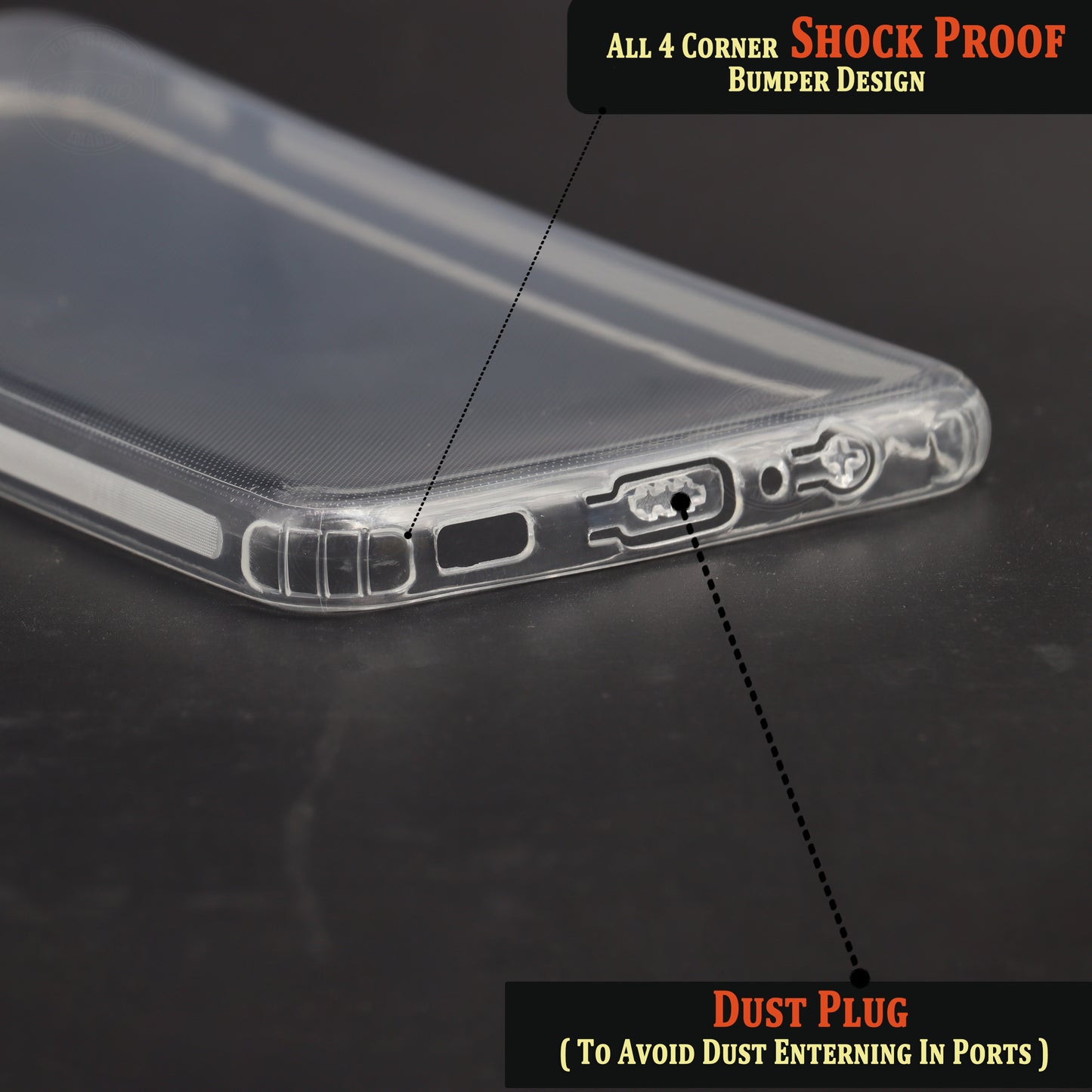 VAKIBO Super Premium Soft TPU Transparent Case With Dustplug,Side Grip,Corner Protection,lanyard Cuts,Camera Protection Suitable for Samsung M12