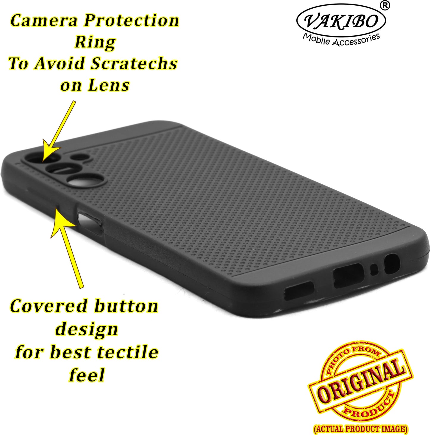 VAKIBO Dotted Design Black Coloured Soft TPU Back Cover Case Suitable for Samsung Galaxy A14 4G
