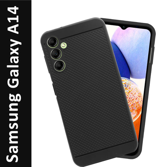 VAKIBO Dotted Design Black Coloured Soft TPU Back Cover Case Suitable for Samsung Galaxy A14 4G