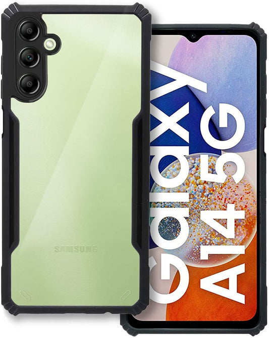 VAKIBO Best Selling Black and Transparent Back Cover Case Made With Soft TPU and Acrylic With 4 Corner and Camera Protection Suitable for Samsung Galaxy A14 4G