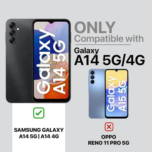 VAKIBO Best Selling Black and Transparent Back Cover Case Made With Soft TPU and Acrylic With 4 Corner and Camera Protection Suitable for Samsung Galaxy A14 4G