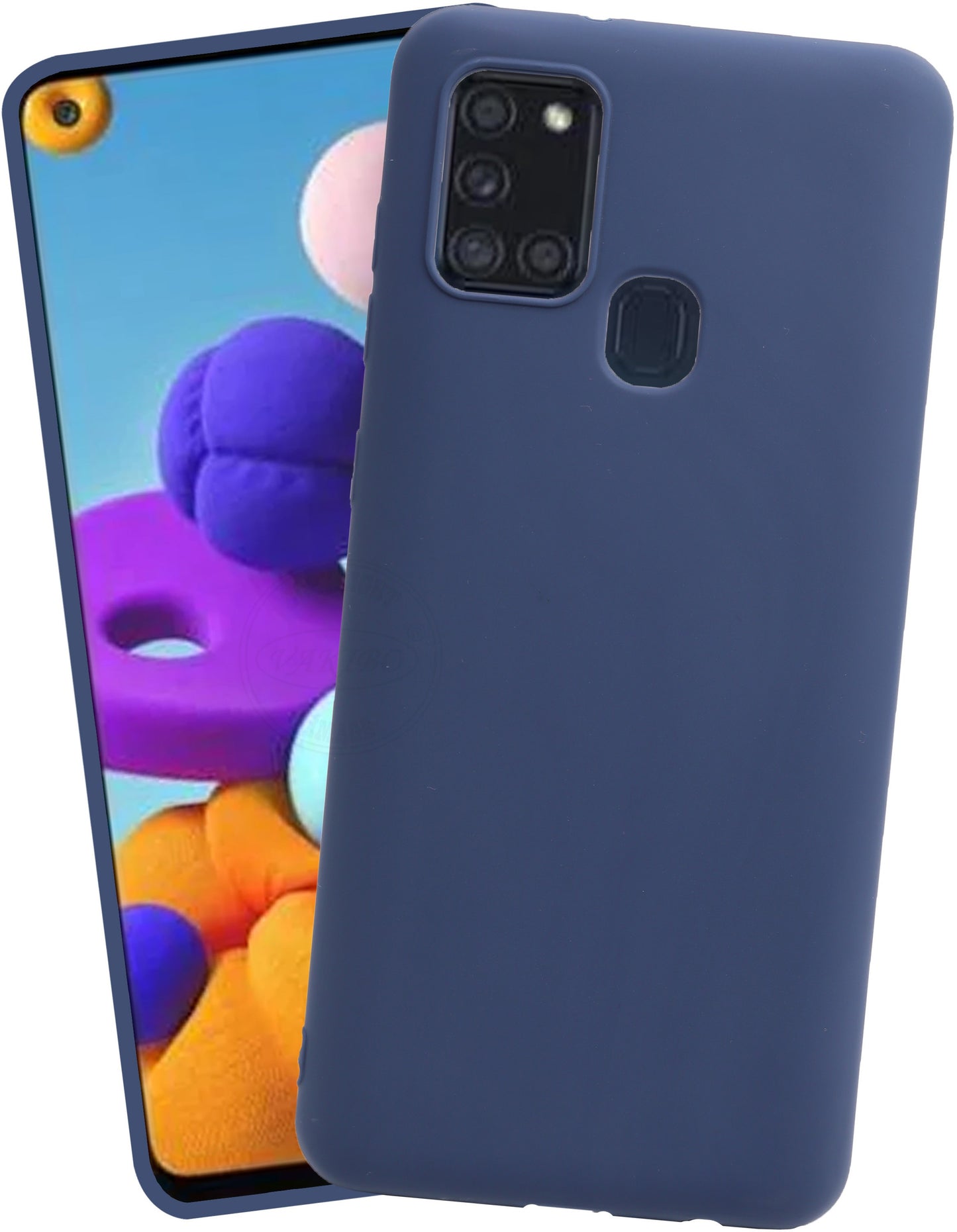 VAKIBO 1.2 MM Thick Blue Coloured Soft TPU Rubber Back Cover Case With Camera Protection Ring Suitable for Samsung Galaxy A21S