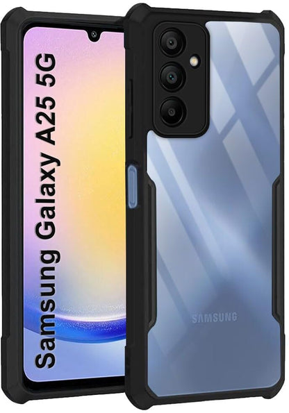 VAKIBO Best Selling Black and Transparent Back Cover Case Made With Soft TPU and Acrylic With 4 Corner and Camera Protection Suitable for Samsung Galaxy A25 5G