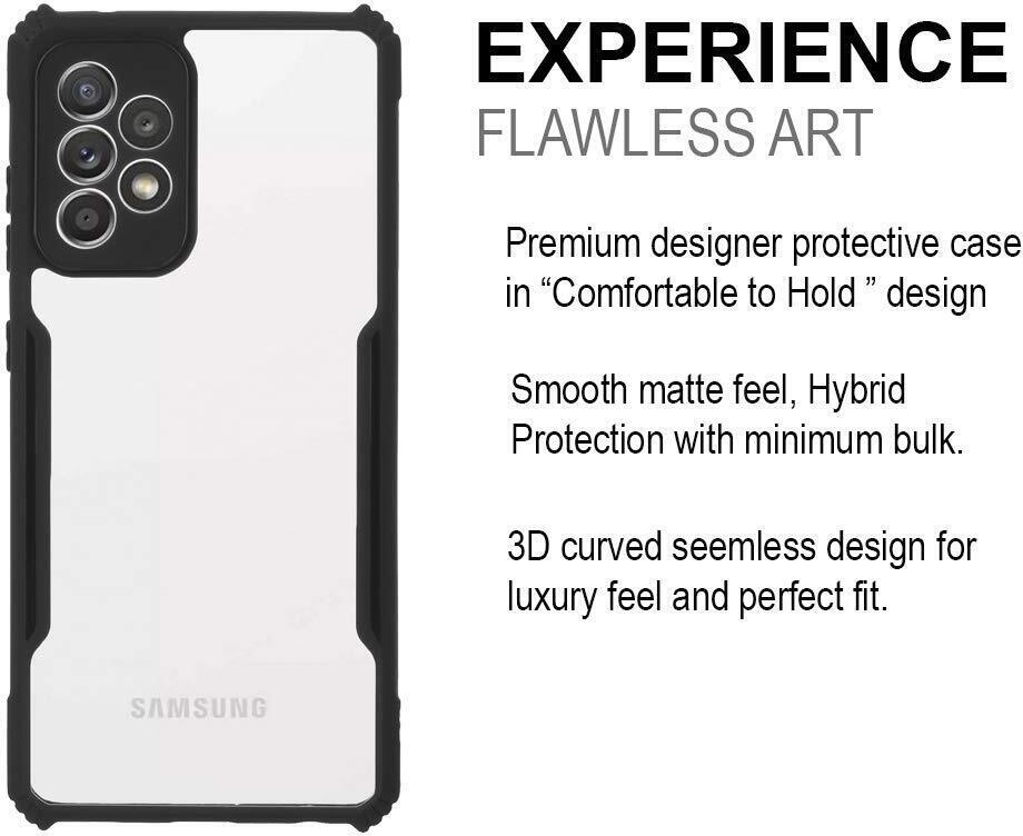 VAKIBO Best Selling Black and Transparent Back Cover Case Made With Soft TPU and Acrylic With 4 Corner and Camera Protection Suitable for Samsung Galaxy A52