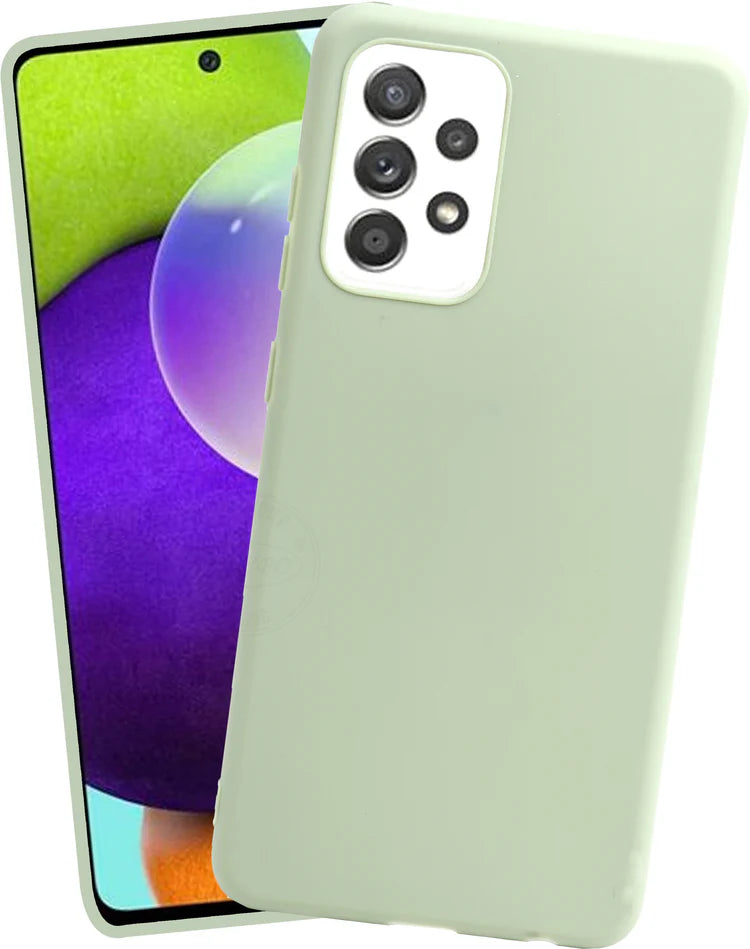 VAKIBO 1.2 MM Thick Pista Green Coloured Soft TPU Rubber Back Cover Case With Camera Protection Ring Suitable for Samsung Galaxy A52S 5G