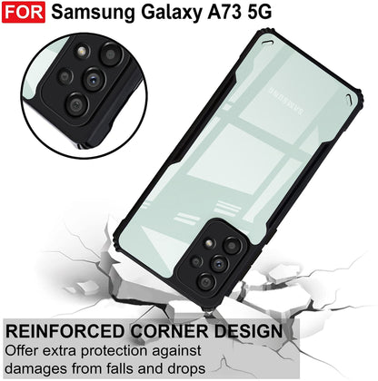 VAKIBO Best Selling Black and Transparent Back Cover Case Made With Soft TPU and Acrylic With 4 Corner and Camera Protection Suitable for Samsung Galaxy A73