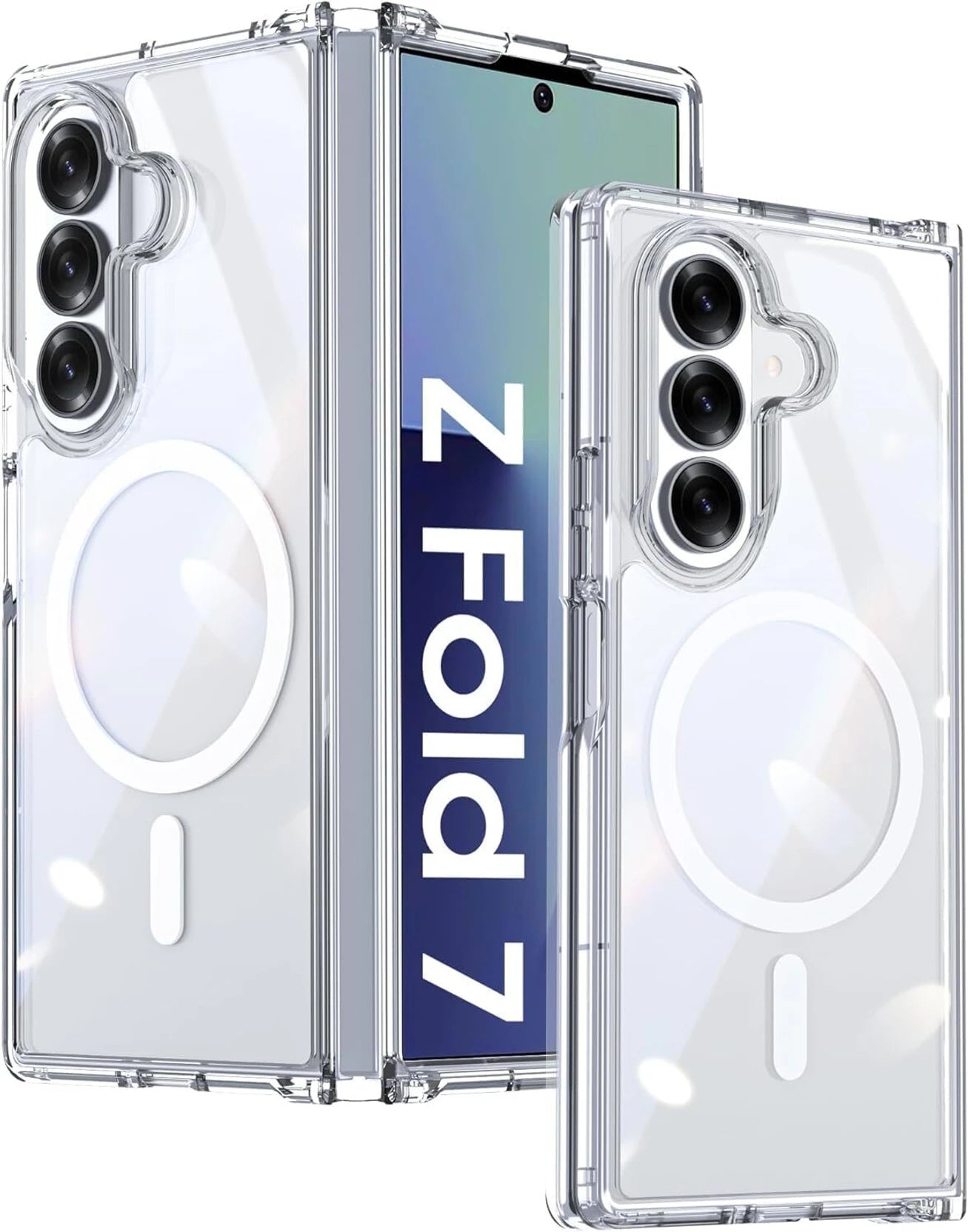 VAKIBO Megnatic Magsafe Transparent Coloured Soft with Hard back Back Cover Case With Camera Protection Ring Suitable for Samsung Galaxy Fold 7