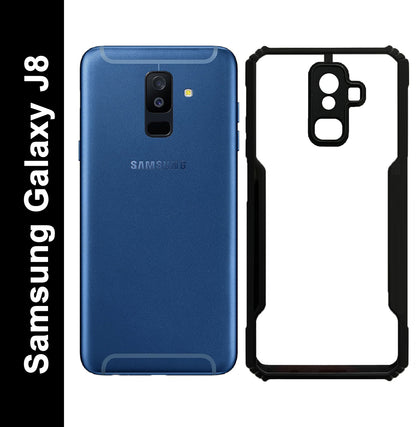 VAKIBO Best Selling Black and Transparent Back Cover Case Made With Soft TPU and Acrylic With 4 Corner and Camera Protection Suitable for Samsung Galaxy J8 2018