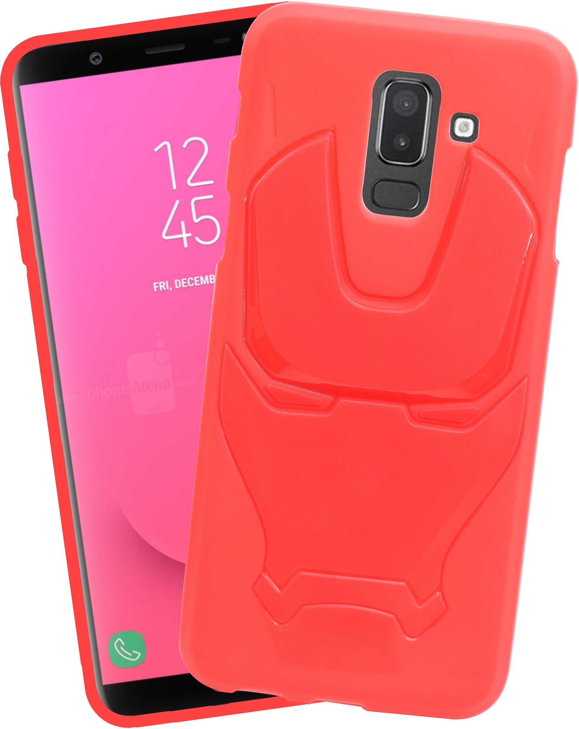 VAKIBO Iron Man 3D Mask Design Red Coloured Soft TPU Back Cover Case With Camera Protection Ring Suitable for Samsung Galaxy A6 Plus