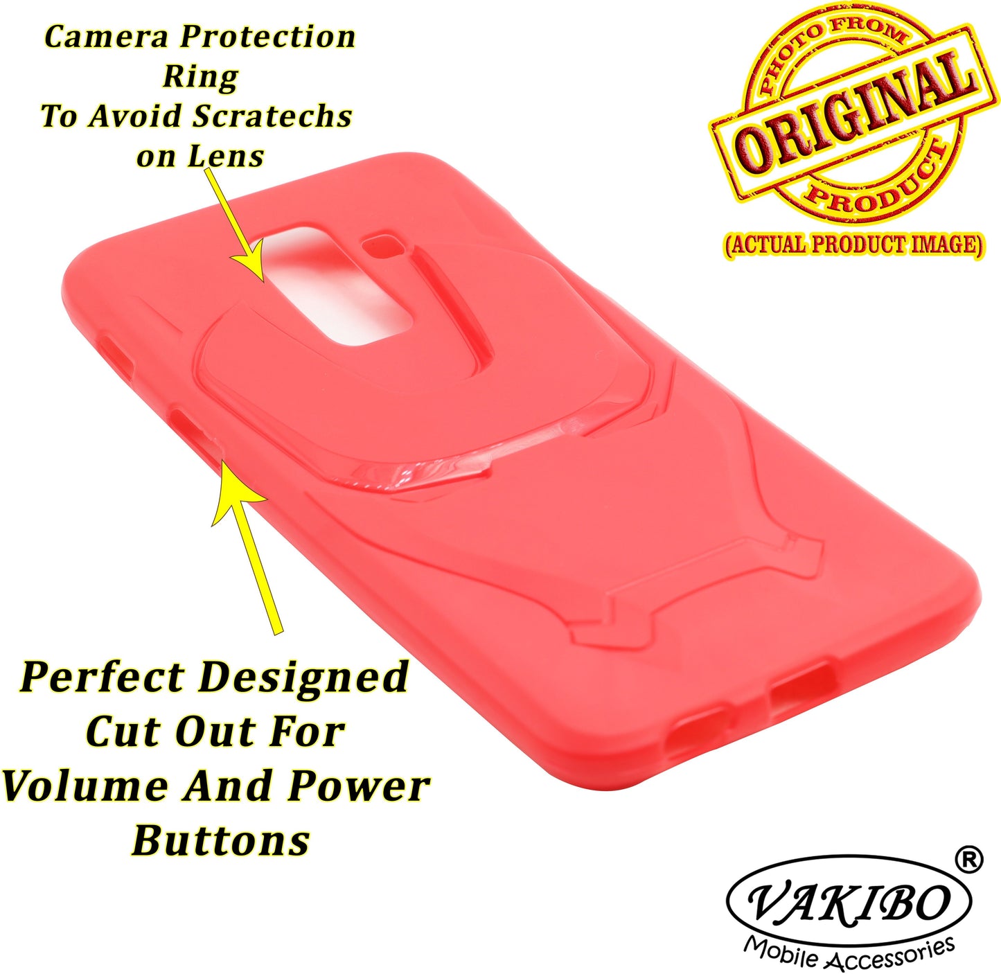VAKIBO Iron Man 3D Mask Design Red Coloured Soft TPU Back Cover Case With Camera Protection Ring Suitable for Samsung Galaxy J8