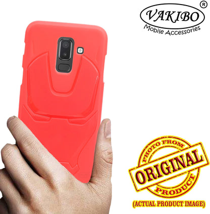 VAKIBO Iron Man 3D Mask Design Red Coloured Soft TPU Back Cover Case With Camera Protection Ring Suitable for Samsung Galaxy J8