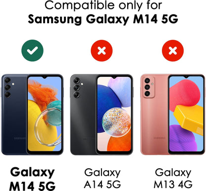 VAKIBO Best Selling Black and Transparent Back Cover Case Made With Soft TPU and Acrylic With 4 Corner and Camera Protection Suitable for Samsung Galaxy M14 5G