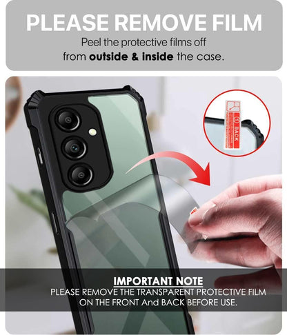 VAKIBO Best Selling Black and Transparent Back Cover Case Made With Soft TPU and Acrylic With 4 Corner and Camera Protection Suitable for Samsung Galaxy M14 5G