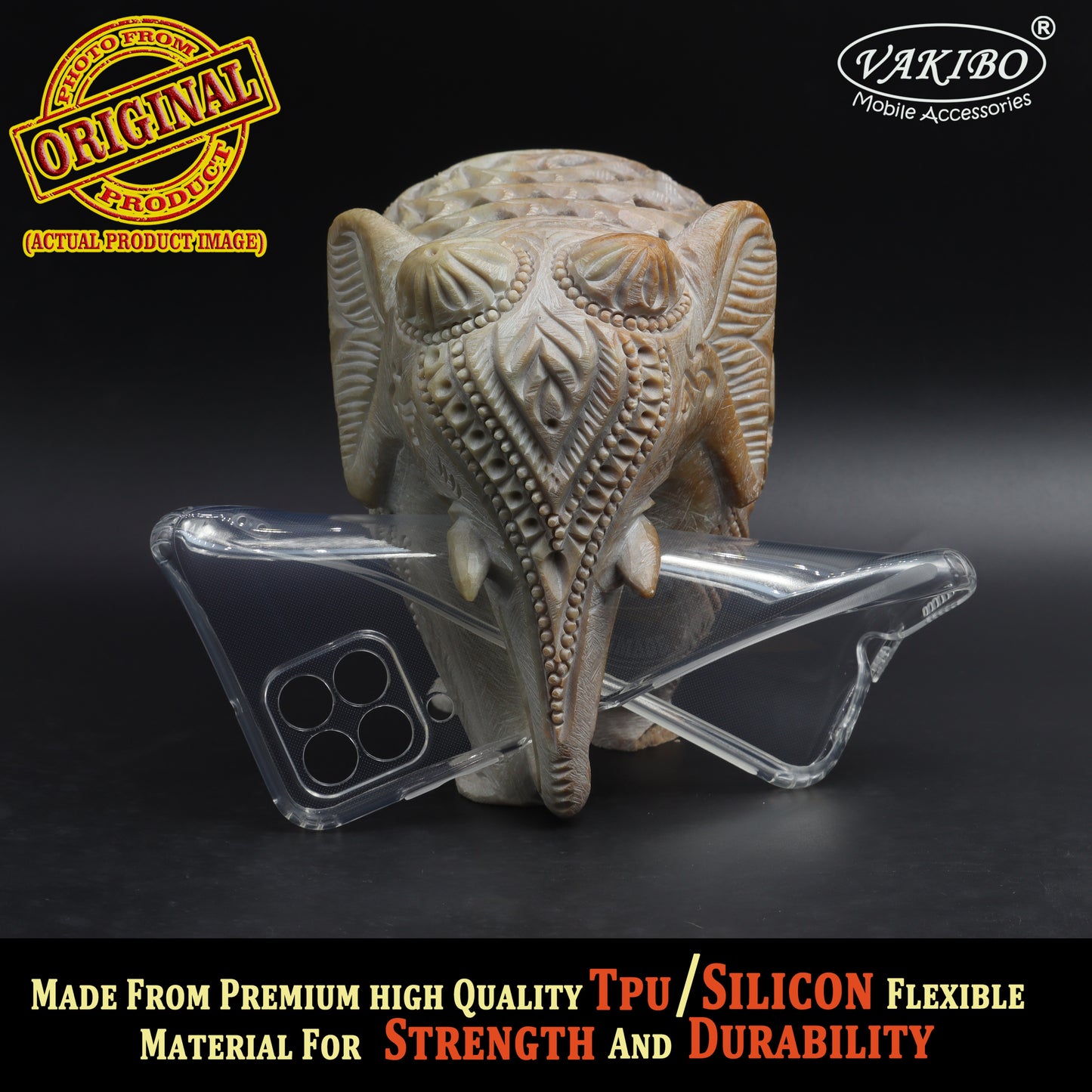 VAKIBO Super Premium Soft TPU Transparent Case With Dustplug,Side Grip,Corner Protection,lanyard Cuts,Camera Protection Suitable for Samsung M33