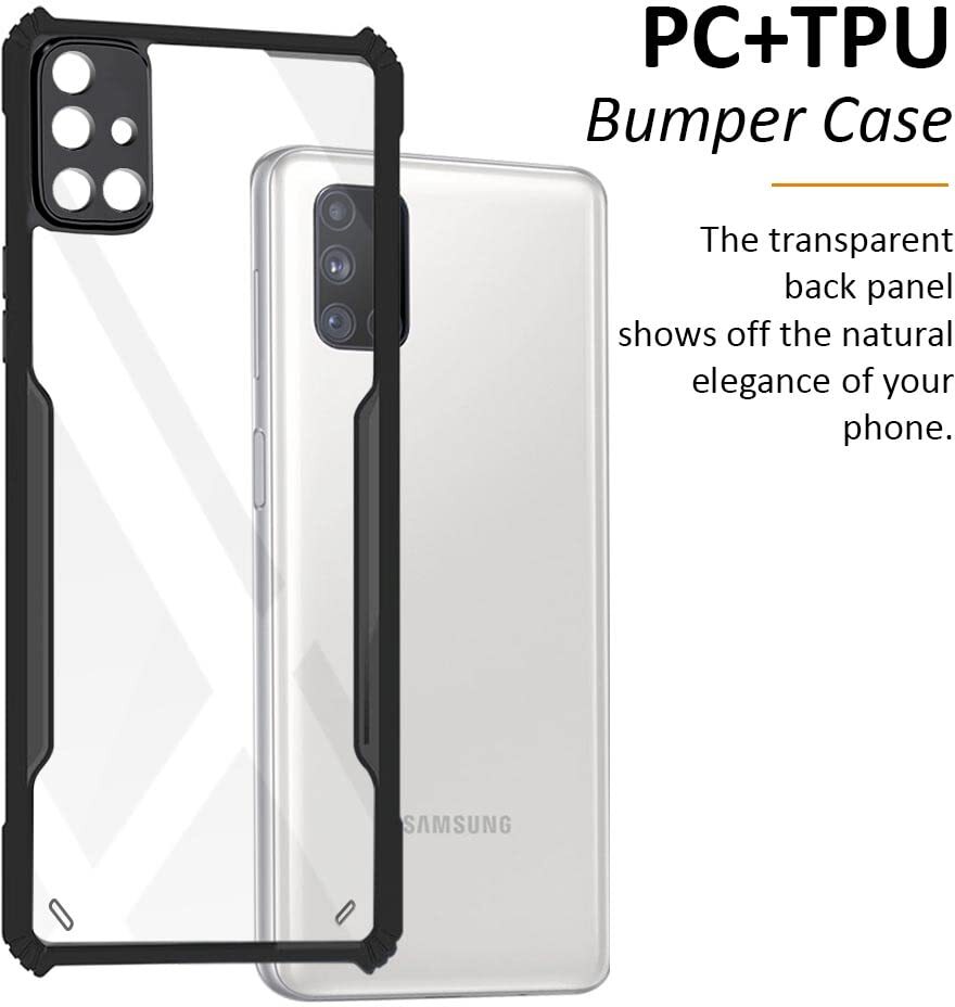 VAKIBO Best Selling Black and Transparent Back Cover Case Made With Soft TPU and Acrylic With 4 Corner and Camera Protection Suitable for Samsung Galaxy M51