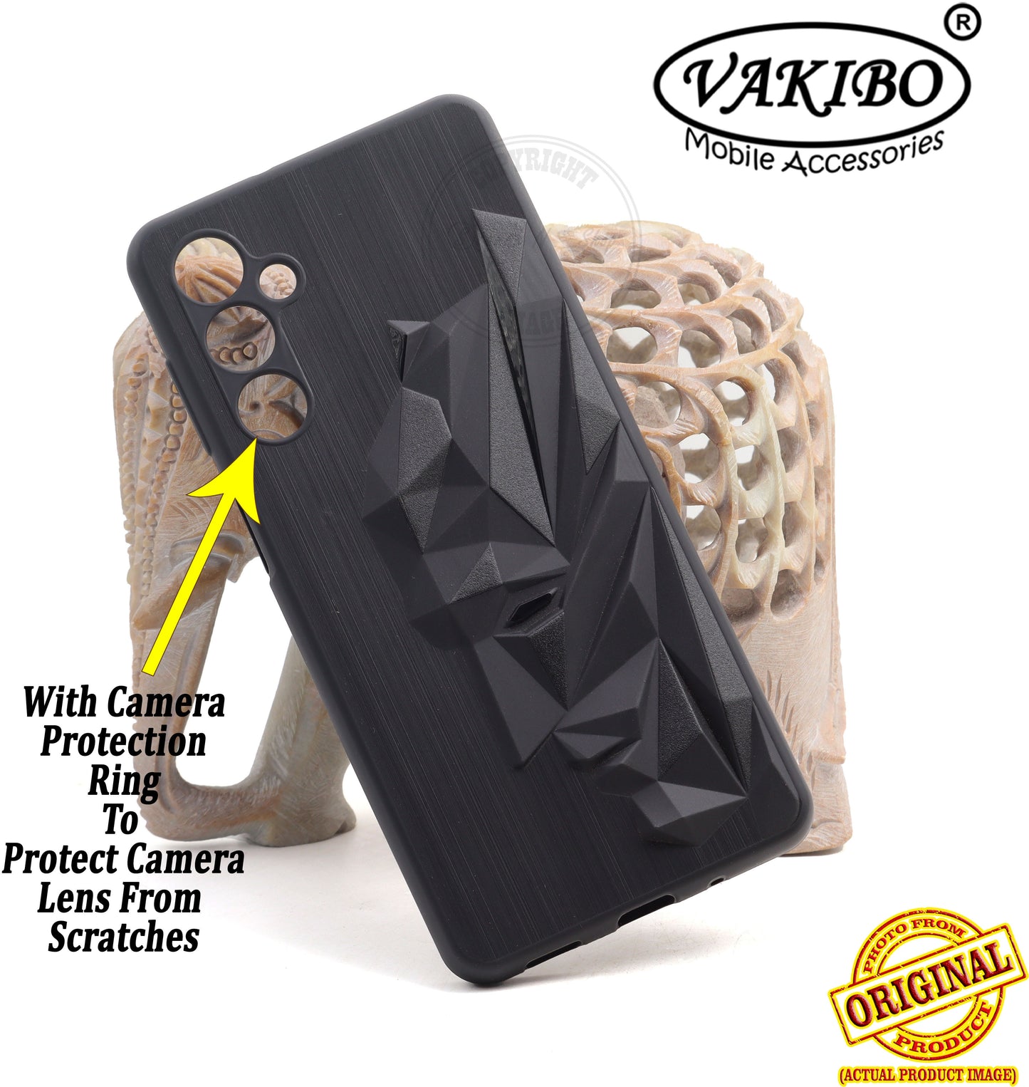 VAKIBO Bat Man 3D Mask Design Black Coloured Soft TPU Back Cover Case With Camera Protection Ring Suitable for Samsung Galaxy M54 5G