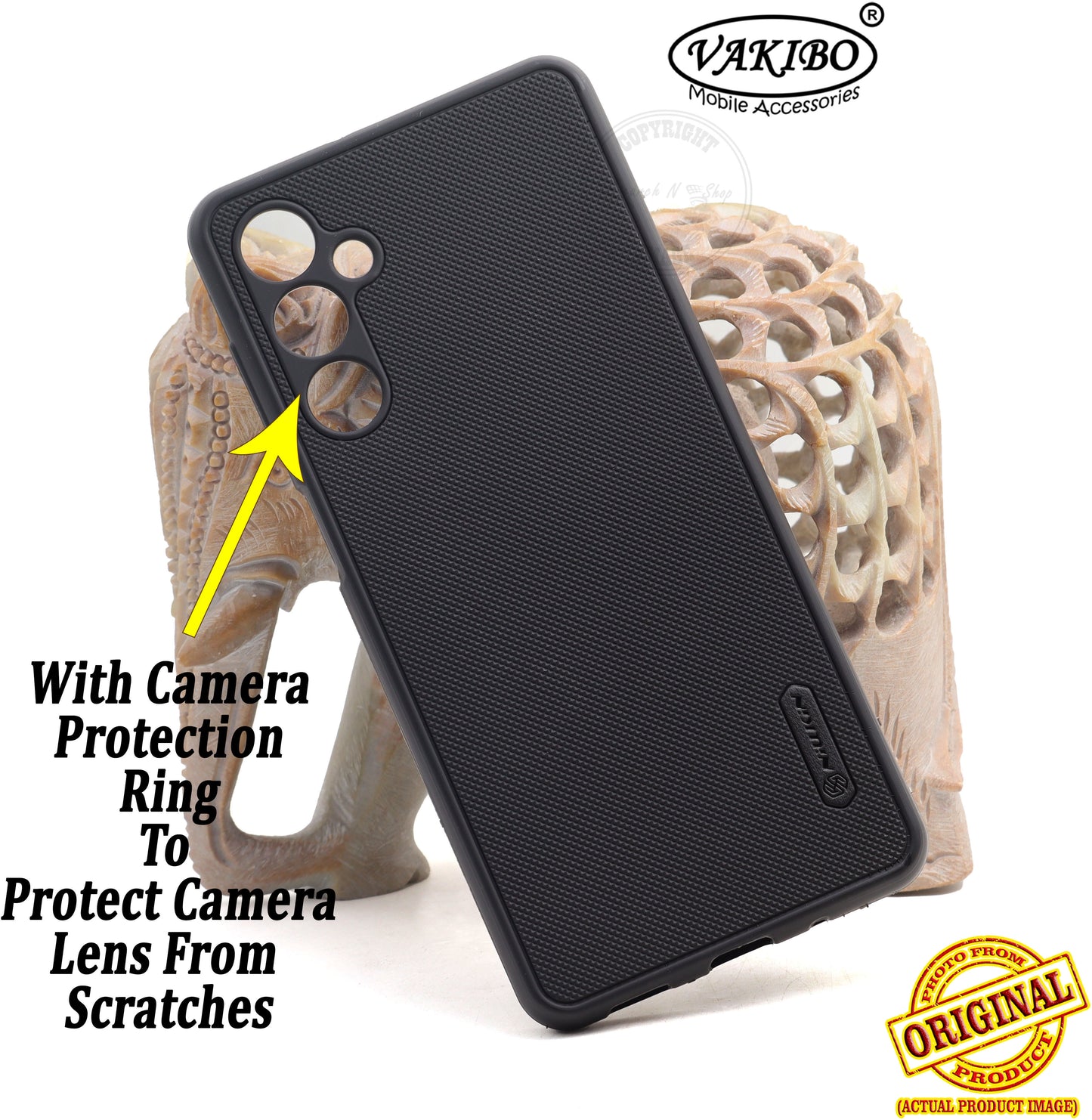 VAKIBO Niukin Dotted Design Black Coloured Soft TPU Rubber Back Cover Case With Camera Protection Ring Suitable for Samsung Galaxy M54 5G
