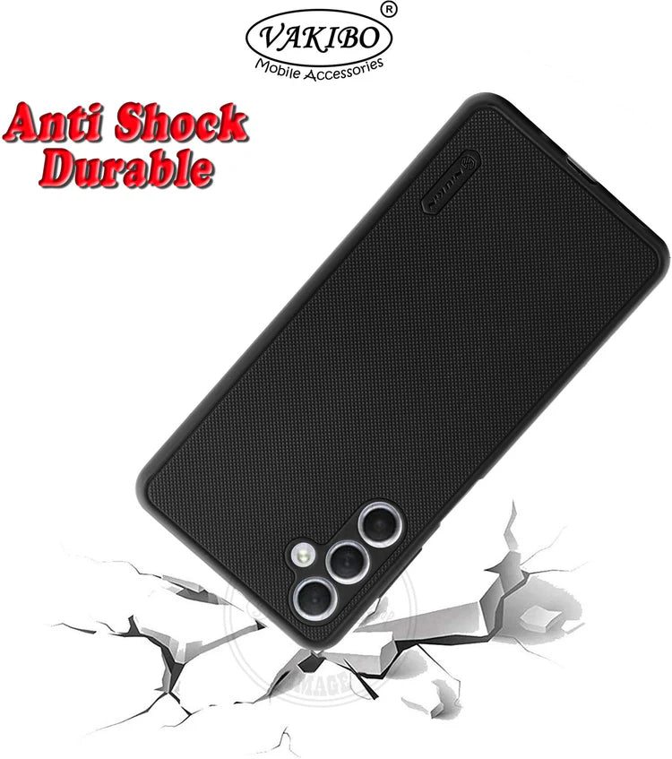 VAKIBO Niukin Dotted Design Black Coloured Soft TPU Rubber Back Cover Case With Camera Protection Ring Suitable for Samsung Galaxy F54 5G