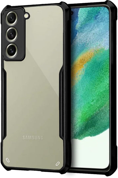 VAKIBO Best Selling Black and Transparent Back Cover Case Made With Soft TPU and Acrylic With 4 Corner and Camera Protection Suitable for Samsung Galaxy S21 FE