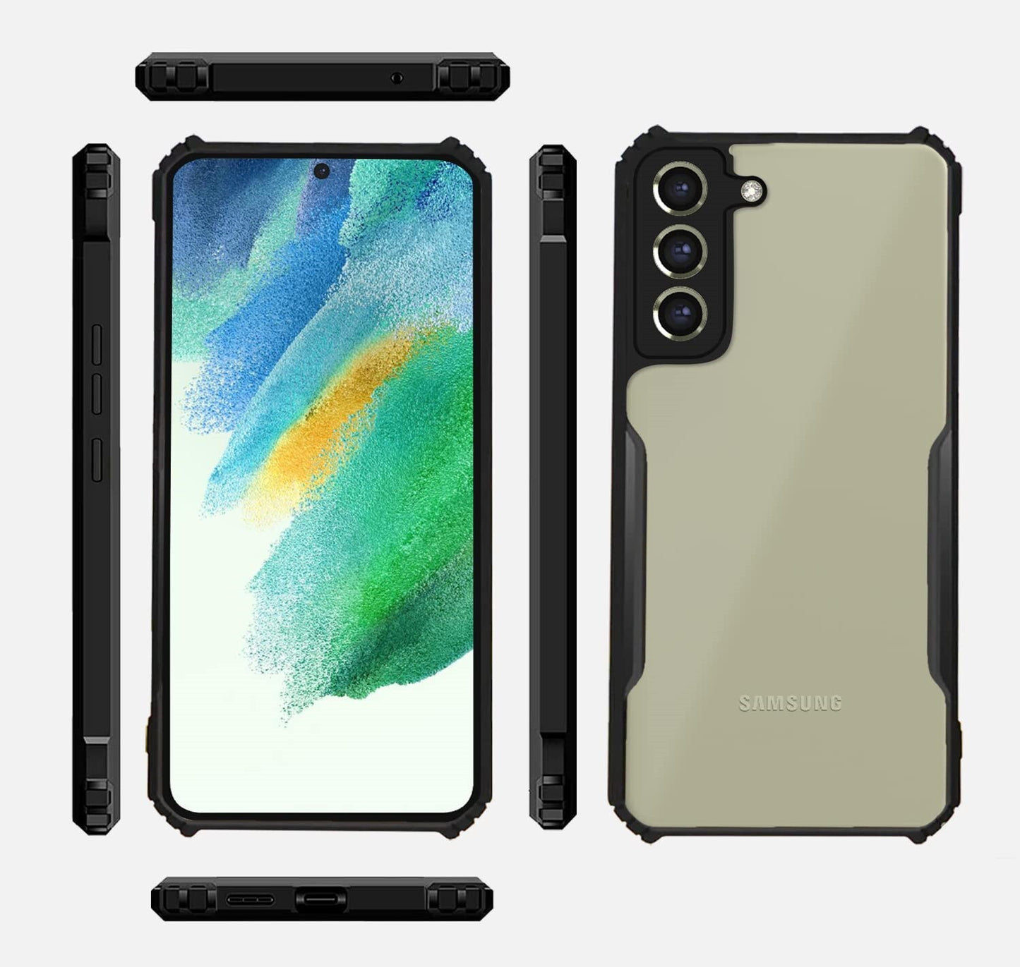 VAKIBO Best Selling Black and Transparent Back Cover Case Made With Soft TPU and Acrylic With 4 Corner and Camera Protection Suitable for Samsung Galaxy S21 Plus