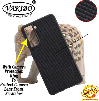 VAKIBO Niukin Dotted Design Black Coloured Soft TPU Rubber Back Cover Case With Camera Protection Ring Suitable for Samsung Galaxy S22