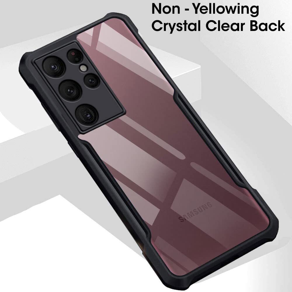 VAKIBO Best Selling Black and Transparent Back Cover Case Made With Soft TPU and Acrylic With 4 Corner and Camera Protection Suitable for Samsung Galaxy S22 Ultra