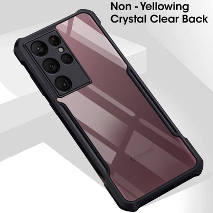 VAKIBO Best Selling Black and Transparent Back Cover Case Made With Soft TPU and Acrylic With 4 Corner and Camera Protection Suitable for Samsung Galaxy S22 Ultra