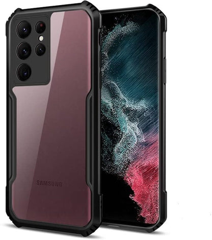 VAKIBO Best Selling Black and Transparent Back Cover Case Made With Soft TPU and Acrylic With 4 Corner and Camera Protection Suitable for Samsung Galaxy S22 Ultra