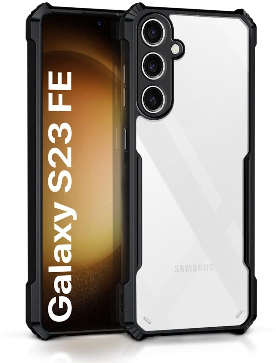 VAKIBO Best Selling Black and Transparent Back Cover Case Made With Soft TPU and Acrylic With 4 Corner and Camera Protection Suitable for Samsung Galaxy S23 FE