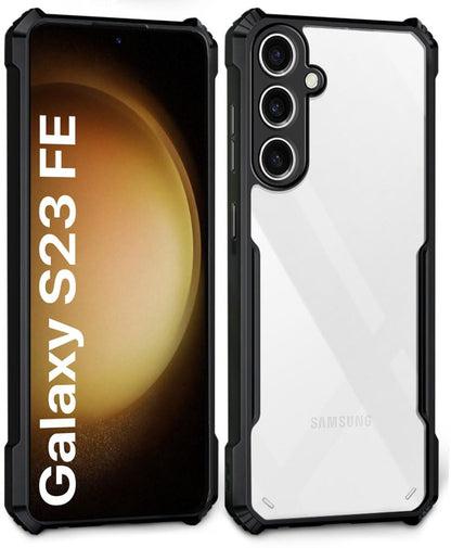 VAKIBO Best Selling Black and Transparent Back Cover Case Made With Soft TPU and Acrylic With 4 Corner and Camera Protection Suitable for Samsung Galaxy S23 FE