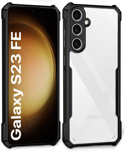 VAKIBO Best Selling Black and Transparent Back Cover Case Made With Soft TPU and Acrylic With 4 Corner and Camera Protection Suitable for Samsung Galaxy S23 FE