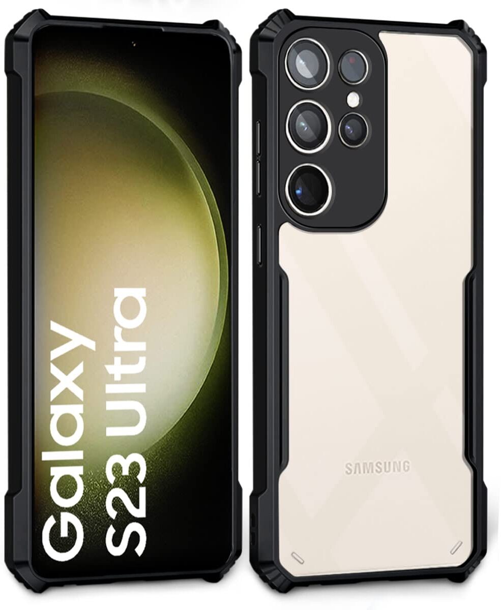 VAKIBO Best Selling Black and Transparent Back Cover Case Made With Soft TPU and Acrylic With 4 Corner and Camera Protection Suitable for Samsung Galaxy S23 Ultra