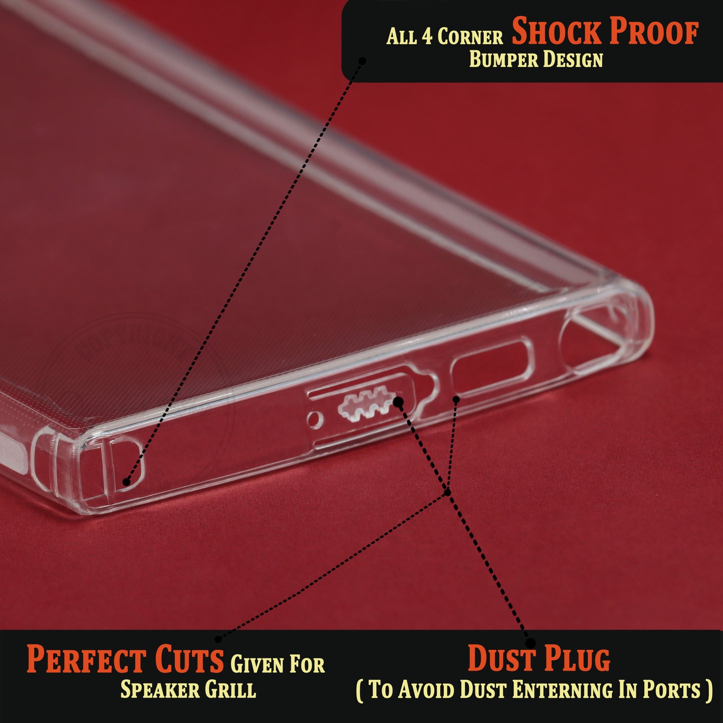 VAKIBO Super Premium Soft TPU Transparent Case With Dustplug,Side Grip,Corner Protection,lanyard Cuts,Camera Protection Suitable for Samsung S23 Ultra