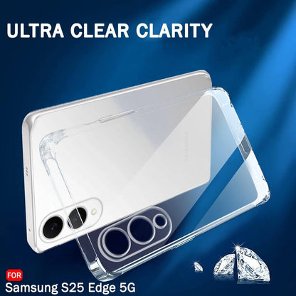 VAKIBO Premium Clear 1.5MM Thick Transparent Soft TPU Rubber Back Cover Case With Camera Protection Suitable for Samsung Galaxy S25 Edge